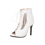 NASBAVI Fashion Summer Jazz Dance Shoes Peep Toe Ankle Boots for Women Sexy High Heels Lace-up Sandals Female Large Size 45