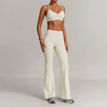 Women 2PCS Yoga Suit Sports Gym Set Tracksuit Workout Long Sleeve Shirt Fitness Flared leggings Short sleeve shorts running suit
