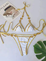 Halter Crystal Rhinestone Diamond Bikini 2025 Female Swimsuit Women Swimwear Two-pieces Bikini Set High Cut Bathing Suit Swim
