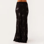 Elegant Sequin Long Skirts for Women Vintage Y2K Stylish Sequined Flowers Slim Fit Low Rise Maxi Skirt for Party Clubwear