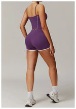 Yoga Shorts Sets Fake Two Piece Hanging Neck Shockproof Vest High Waist Pants Fitness Suit Breathable Women's Tight Sports Set