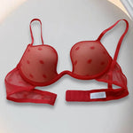 Low Cut Sexy Bra Underwire Red Plunge Push Up Padded Lingerie Bra T-shirt Lingerie Daily Bra