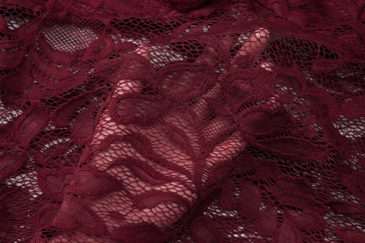 FDYOUI 2026 Spring Summer Wine Red Lace T-shirts for Women Slash Neck Slim Crop Tops Sexy Elegant See-through Short Tee Shirt