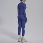 Women's Seamless Yoga Sets Sports Fitness Zipper Long-Sleeve Jacket Slim-fit Hip Lift Pants Suits Workout Training Gym Sets