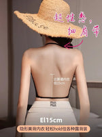 MOYISU 3D Push Up Bra for Small Bust, Halter Off Shoulder Open Back Bralette, Ultra Thin Straps Summer Bestseller, Sexy & Gather