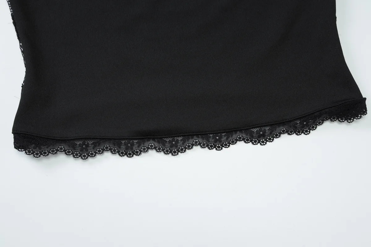 FDYOUI 2026 New Lace Patchwork Long Sleeve T-shirts for Women Square Collar See-through Slim Crop Tops White Black Tee Shirt