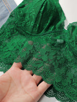 European and American green lace lingerie camisole vest women's gathering bra sexy breathable thin women's braissere MR2641