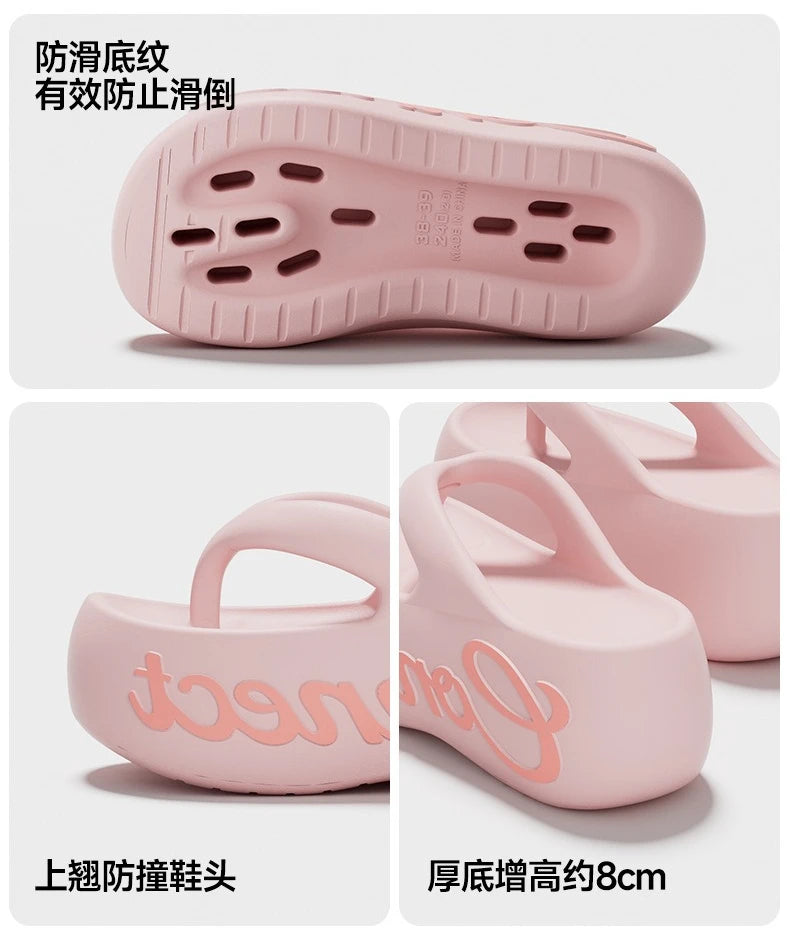 Women Summer Platform Flip Flops Thick Sole Soft EVA Home Beach Slippers For Female Leisure Beach Slides Girls High Heel Sandals