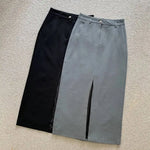 WOMENGAGA Retro High Waist Half Skirt Girl Bifurcate Slim A-LINE Gray Skirts Fashion American Spicy Girls 2023 New 5P2F