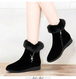 Plush Womens Boots Comfortable Hick-soled Fur Shoes Fashion Ladies Shoes Zipper Women Vulcanized Shoes Anti-slip Chaussure Femme