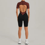 Women's Seamless Yoga Jumpsuit Sports Workout Running Hip-lifting Slim Fit Shorts One-Piece Training Fitness Gym Bodysuit