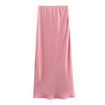 Foridol Autumn Winter Burgundy Satin Skirt Women Party Silk Skirt High Waist Straight Long Faldas Mujer Christmas Skirt