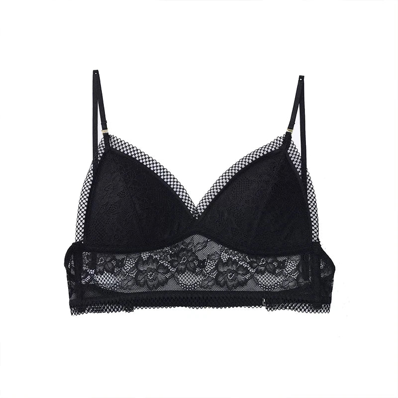 Sexy Lace Bra for Women Deep U Backless Bralette Triangular Soft Seamless Underwear Women Low Back Transparent Bras Tank Tops