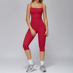 2 Pieces Yoga Set Women Sports Shirts Workout Top Fitness Suits Outdoor Gym Running Mid-length Pants Workout Clothes Tracksuits