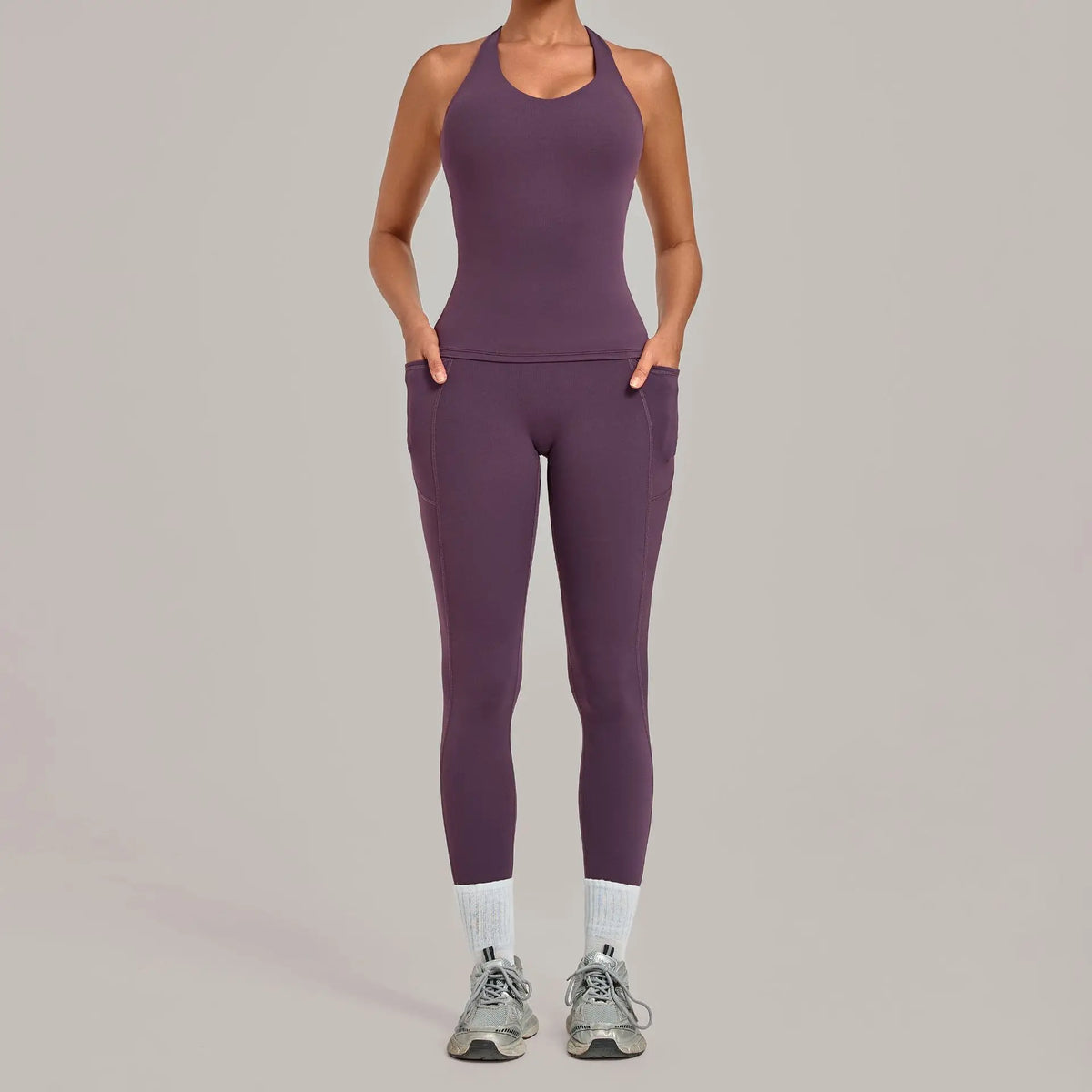 Women's Seamless Yoga Sets Sports Fitness Hip-lifting High Waist Pant Sleeveless Backless Suits Workout Running Leggings Sets
