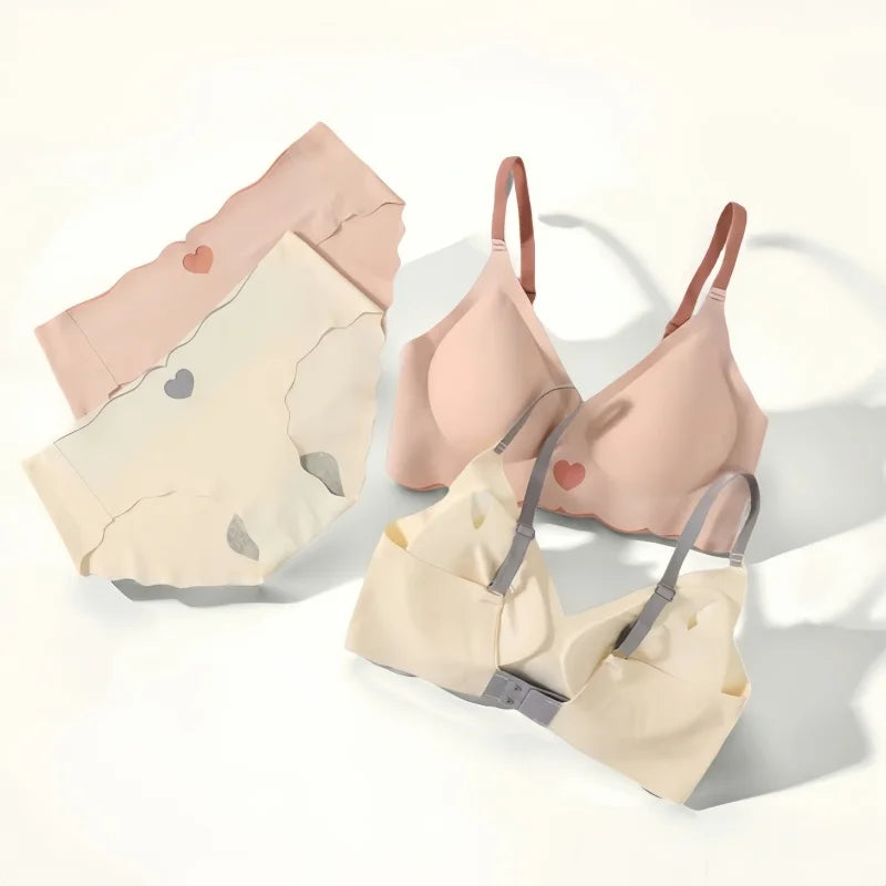 Women Push Up Bra And Panties Set Non-wire Bra Sexy Lingerie Set Low Waist Briefs Women's Comfy Underwear Set Female Intimates