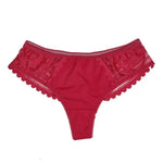 Brazilian Style Ice Silk Lace Girl Panties Hollow Out Sexy Low-rise Women's Hipster Cool Underwear Thong Briefs Lingeries Tanga
