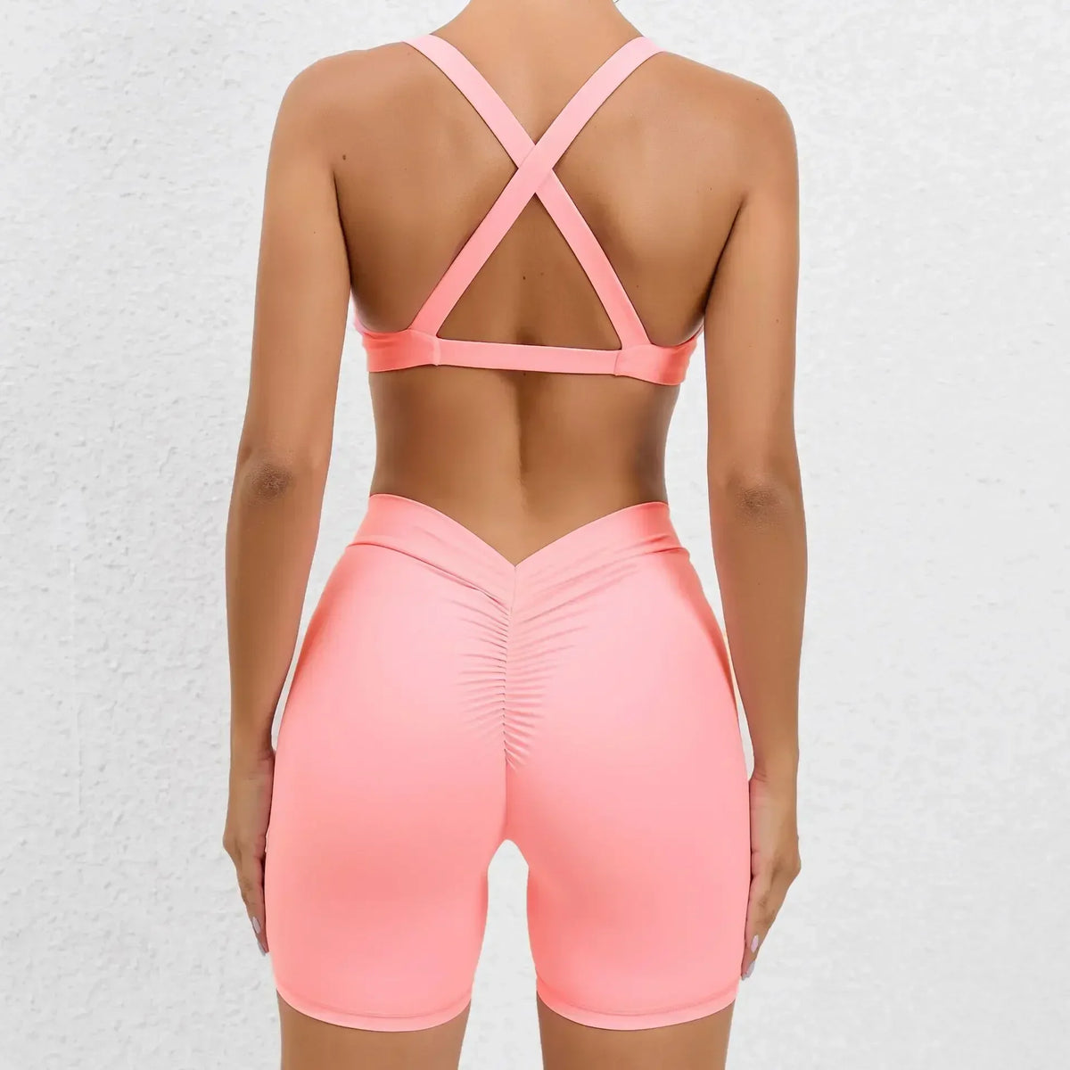 Seamless Yoga Fitness Sets Women High Waist Hip-Lifting Shorts & Sports Bra Workout for Running Gym