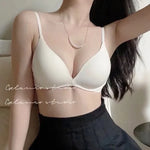 U-shaped Front Buckle Sexy Women's Bra Thin Breathable Small Chest Gathering Bras Comfortable Seamless Underwear Everyday Bra