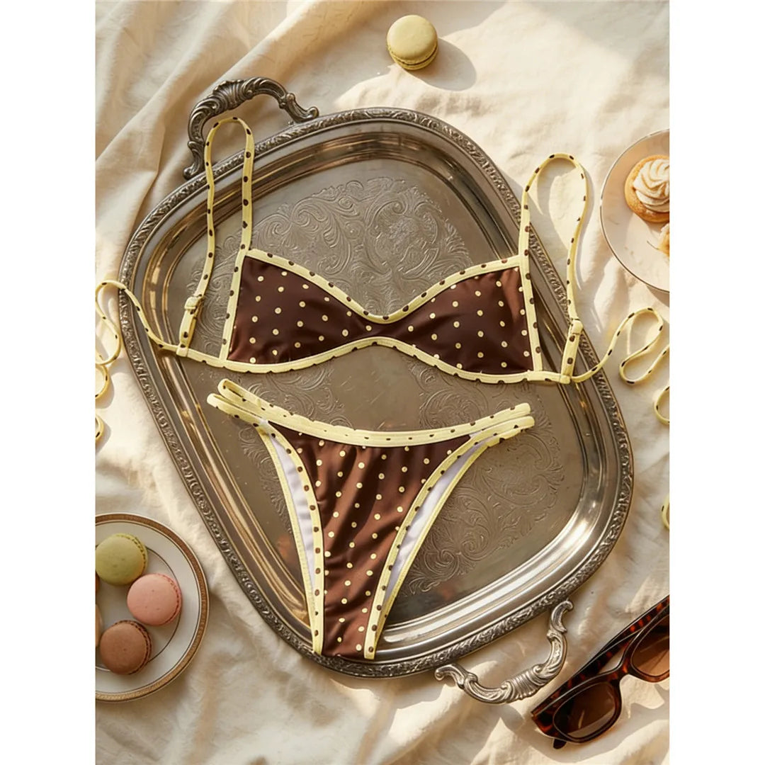 XS - L 2026 Plaid Printed Bikini Female Swimsuit Women Swimwear Polka Dot Bather Bathing Suit Swim Two-pieces Bikini set K8039