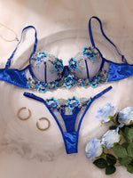 New Women's Vintage Embroidered Floral Lingerie Set with Steel Ring Push-Up Breathable Sexy Intimate Bra Set Close-Fitting