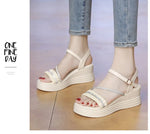 2026 Buckle Strap Chunky Sandals Women Summer High Platform Wedges Slippers Woman Bling Decoration Thick Bottom Slides Pumps
