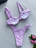 3D Flowers Underwired Brazilian Bikini Women Thong Swimwear Female Swimsuit Two-pieces Bikini Set Push Up Bathing Suit Swim