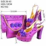 Doershow New Arrival African Wedding Shoes and Bag Set gold Color Italian Shoes with Matching Bags Nigerian lady partyHJK1-14