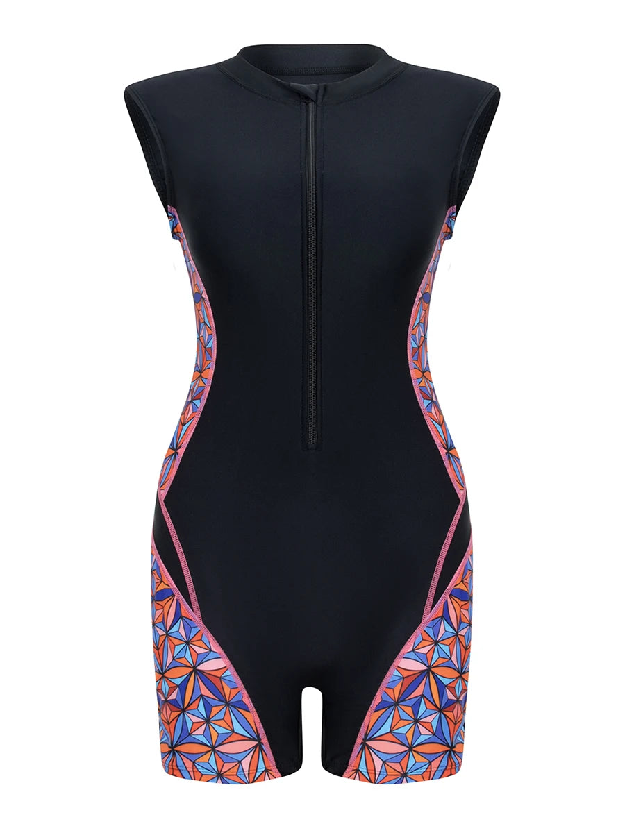 2026 Zipper Rushguard Sleeveless Slim Swimsuit Women One Piece Swimwear Female Bather Bathing Swimming Swim Surf Suit Beachwear