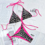 Pink Leopard Print Swimwear String Halter Triangle Bikini Set Micro Thong Sexy Swimsuit Women 2026 Bating Suit Bikinis De Mujer