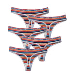 5Pcs/Set G-string Women Panties Female Low Waist Thongs Seamless Underwear Sexy Lingerie Rainbow Striped Cotton Underpants M-XL