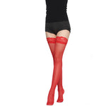 Women Lace Top Sheer Thigh High Stockings Anti-slipTransparent Hold Up Hosiery Black White Red Multi Color Sexy Lingerie Socks
