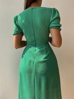 Fashion Bandage Bodycon Dresses For Women Puff Short Sleeves Sexy Low Cut Slim A-line Dress Elegant Ladies Vestidos 2023 Summer