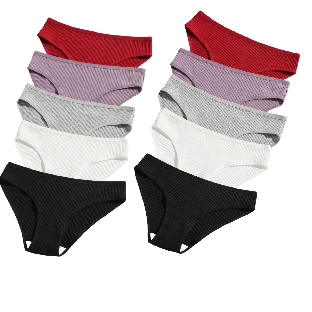 10Pcs/Set Women Cotton Briefs Breathable Panties Low Waist Briefs Sports Solid Soft Skin-Friendly Underwear Daily Wear S-XXL