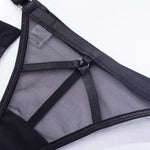 Toucheart 5-Pieces Erotic Lingerie Sexy Hip Skirt For Women Mesh Patchwork Hollow Out See-Through Lure Garters Underwear Suit