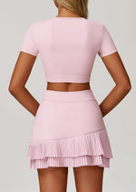Pleated Tennis Skirt for Women with Pocket Shorts Women's High Waisted Wrapped Around Tummy Control Athletic Golf Yoga Skorts