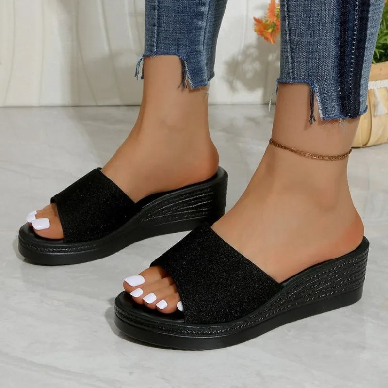 Summer Women's Sandals Peep-Toe Shoes Woman High-Heeled Platfroms Slides Women Casual Slippers