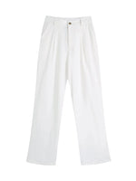 Foridol White Cotton Linen Long Pants Set Sleeveless Vest Pants Suit Office Lay Autumn Summer Wide Leg Casual Fashion Set Outfit