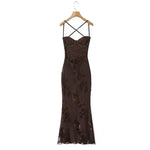 Sexy Backless Cross-cutout Strap Dress For Women Heavy-duty Fishbone Steel Support Slim-fit Jacquard Gown Fishtail Long CAUP