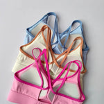 Women's Beautiful Back Contrasting Sports Bra Integrated Buckle Yoga Top Fitness Bra Supportive Active Wear