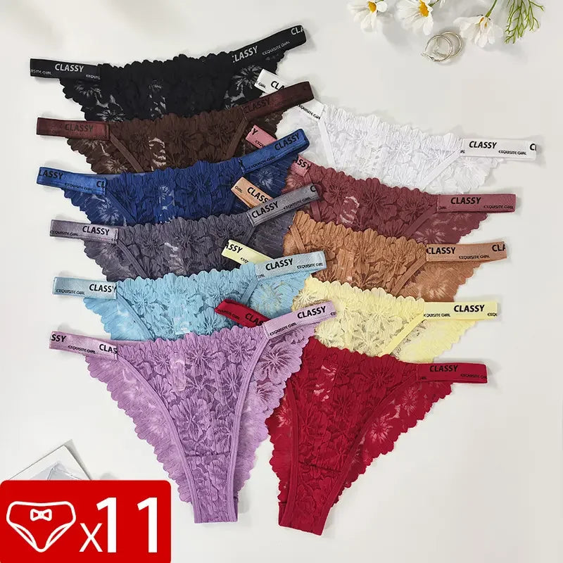 11pcs/Pack Multi Color Sexy Floral Women's Panties Breathable Comfor Female Underpants Lingerie Elegant Lady Briefs Underwear