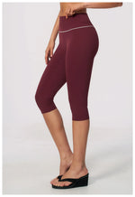 Hip Lifting Midi Length Yoga Pants Women Contrast Color Gym Sports High Waist Capri Trousers Breathable Fitness Running Leggings