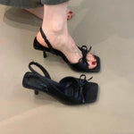 Summer Butterfly-knot Floral Women Sandals FashionLadies Outdoor Square Toe Dress Sandalias