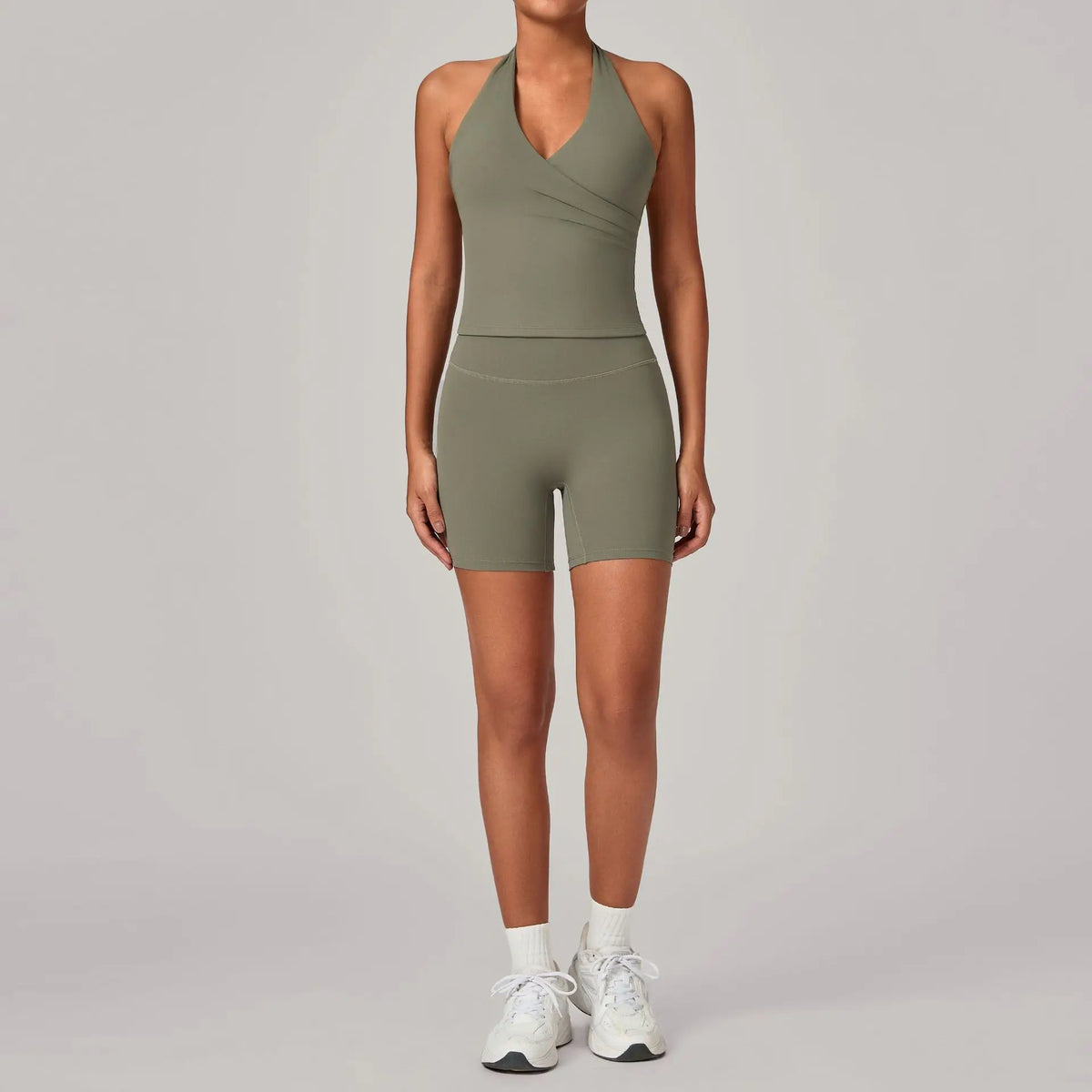 Women's Seamless Yoga Fitness Sets Sports Halter Neck Backless Vest Hip-lifting Slim Fit Shorts Suits Running Workout Gym Sets