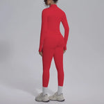 Women's Seamless Yoga Sets Sports Fitness Zipper Long-Sleeve Jacket Slim-fit Hip Lift Pants Suits Workout Training Gym Sets