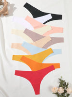 7PCS/Set Seamless Ice Silk Panties Women V-Waist Underwear Sexy Sports Briefs Panties Female Soft Ultra-thin Lingerie G-string