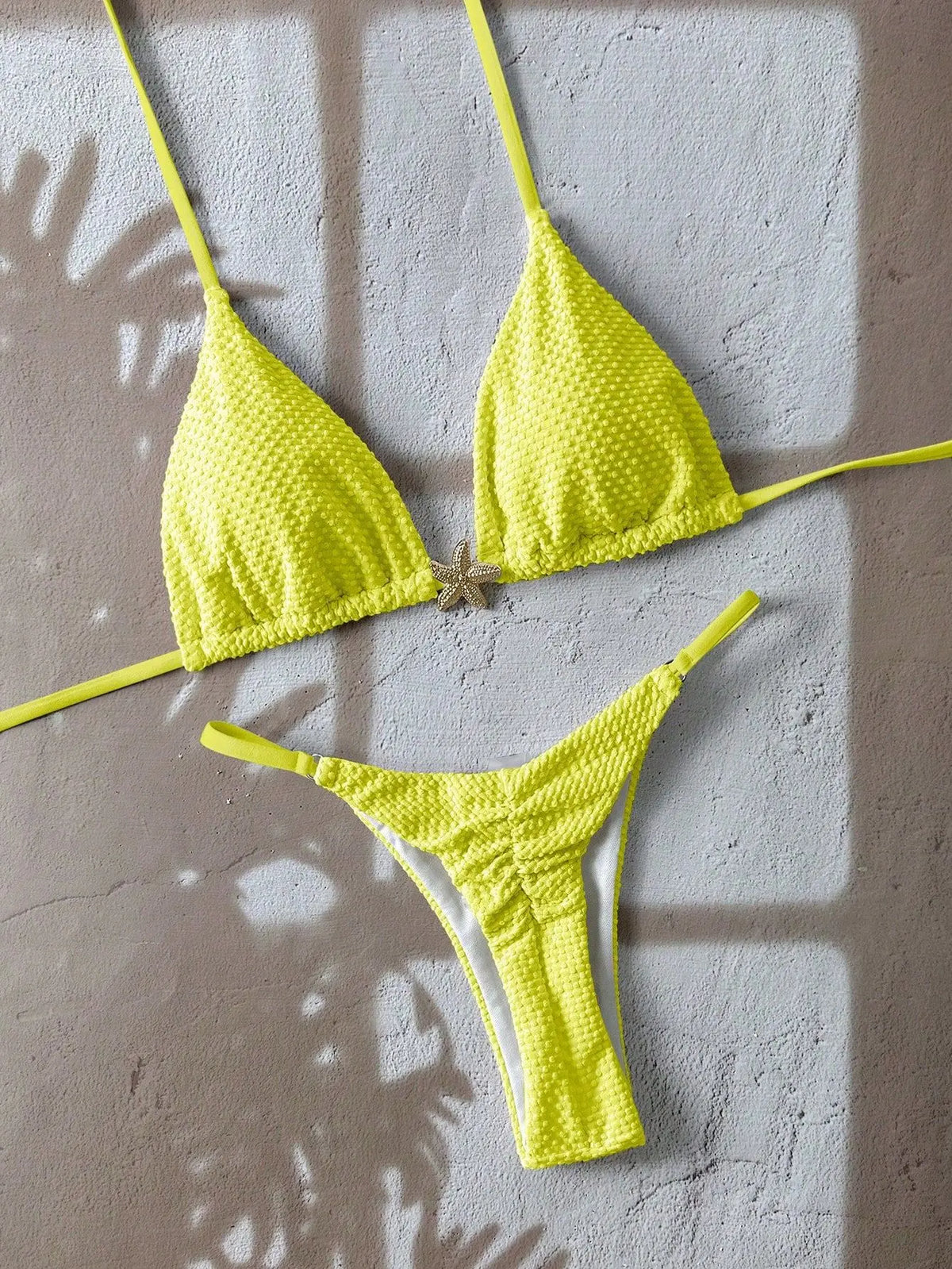 Sexy Metal Starfish Bikini Set Women Yellow Blue Push Up Bra Thong Swimsuit 2026 Summer Bathig Suit Bandage Holiday Swimwear