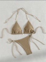 Sexy White Shell String Bikini 2026 Women Luxury Push Up Bra Tie Side Thong Swimsuit Brazilian Beach Bathing Suit Micro Swimwear