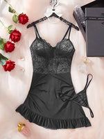 A Set Of Corset-style Lace Nightgowns Steel Ring Push-up Breast Shapewear Underwear Pajamas Ms elegant Irregular Fishtail drees