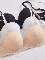 3 Pack Strapless Lace Women Bra Detachable Adjustable Strap Underwire Push Up Bra Support Everyday Ladies Bandeau Bra